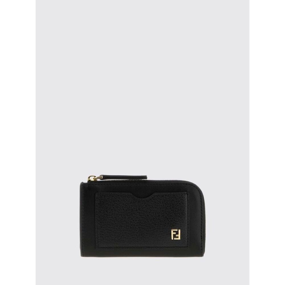 Fendi Women Fendi Flat Calfskin Card Holder With Ff Metallic Logo